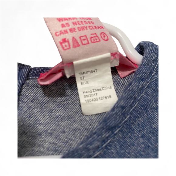 U Knit Girls Denim Long Sleeve Embroidered Floral Pattern Dress 5T - Picture 6 of 6